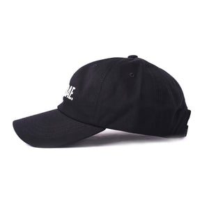 Sauce Bae dad hat in black, side view.