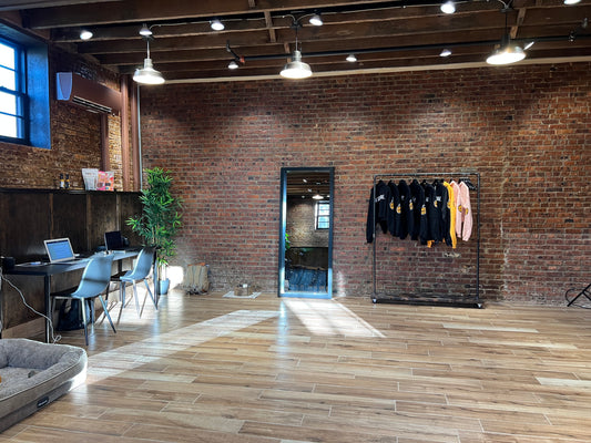 Picture of a brick office, inside view