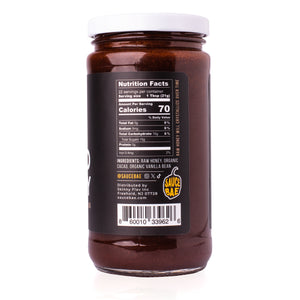 Sauce Bae Cacao Raw Honey Superfood Vanilla Bean 1 lb Jar Nutrition Side Panel Label